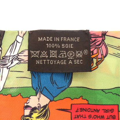 Hermes Twilly WOW American Comic Style Orange Veil Jeanne Silk Scarf 1302 Hermes