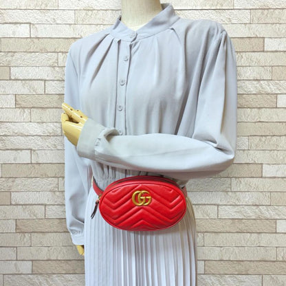 Gucci GG Marmont Waist Bag Leather 476434 Red Ladies Gucci  Gucci