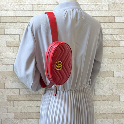 Gucci GG Marmont Waist Bag Leather 476434 Red Ladies Gucci  Gucci