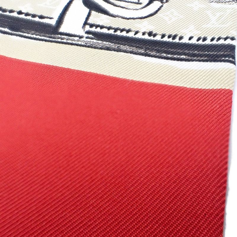 [AB Rank] Louis Vuitton Bandeau Trunk M73964 Scarf Silk Red Ladies Iseya