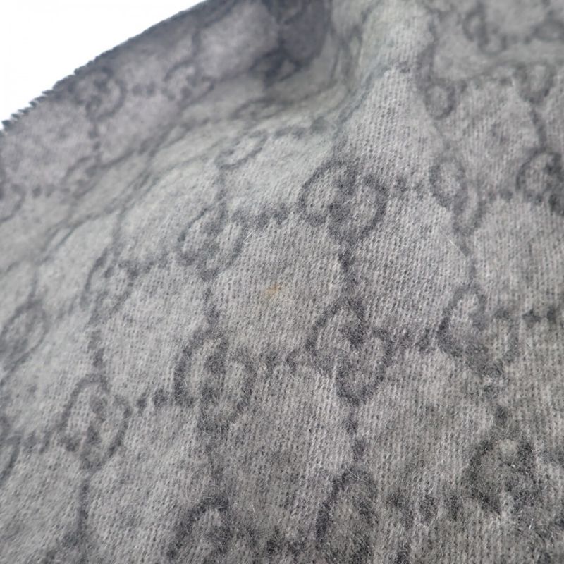 Gucci GG Pattern Scarf Cashmere Gray Men's Women's [AB Rank]