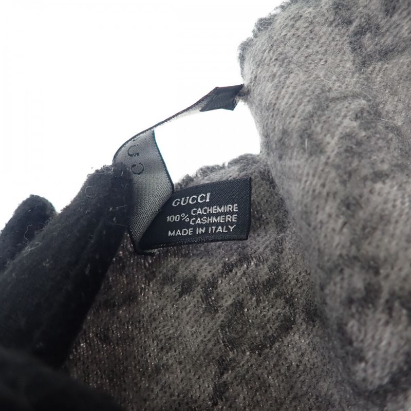 Gucci GG Pattern Scarf Cashmere Gray Men's Women's [AB Rank]