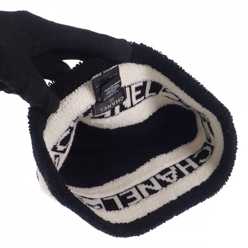 Chanel Logo Hat Aa7298b04639n9704 Knit Cap Cashmere Black Men's Ladies [AB Rank