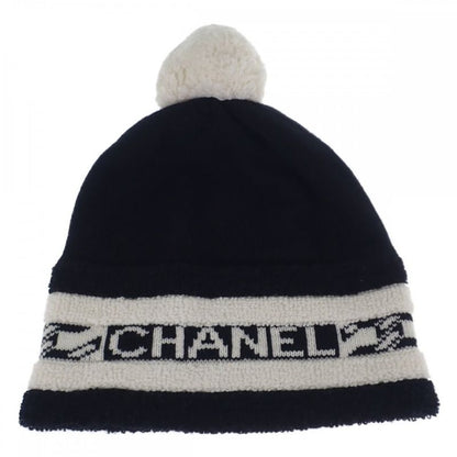 Chanel Logo Hat Aa7298b04639n9704 Knit Cap Cashmere Black Men's Ladies [AB Rank