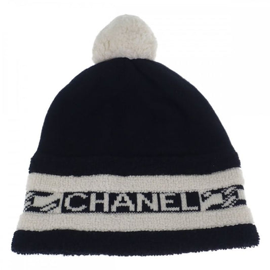 Chanel Logo Hat Aa7298b04639n9704 Knit Cap Cashmere Black Men's Ladies [AB Rank