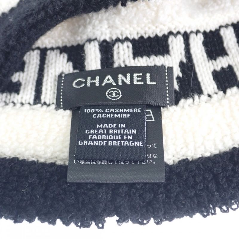 Chanel Logo Hat Aa7298b04639n9704 Knit Cap Cashmere Black Men's Ladies [AB Rank