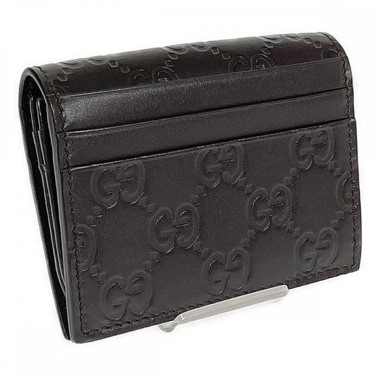 Gucci Shimmer 386862 Card Case Leather Brown Men's Women's Iseya