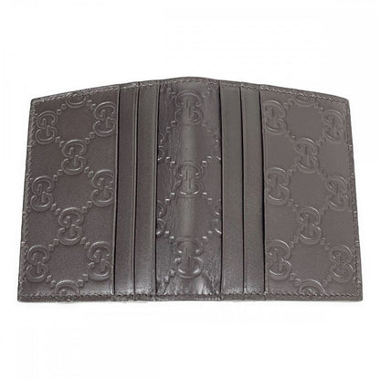 Gucci Shimmer 386862 Card Case Leather Brown Men's Women's Iseya