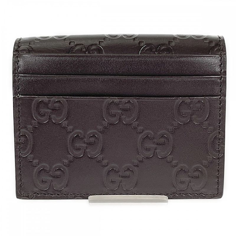 Gucci Shimmer 386862 Card Case Leather Brown Men's Women's Iseya