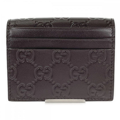 Gucci Shimmer 386862 Card Case Leather Brown Men's Women's Iseya