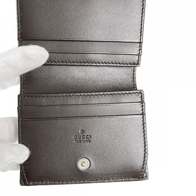 Gucci Shimmer 386862 Card Case Leather Brown Men's Women's Iseya