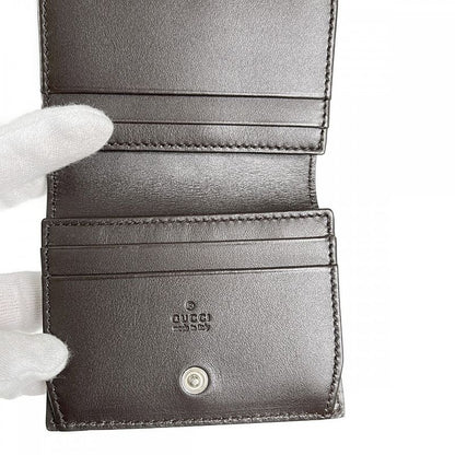 Gucci Shimmer 386862 Card Case Leather Brown Men's Women's Iseya