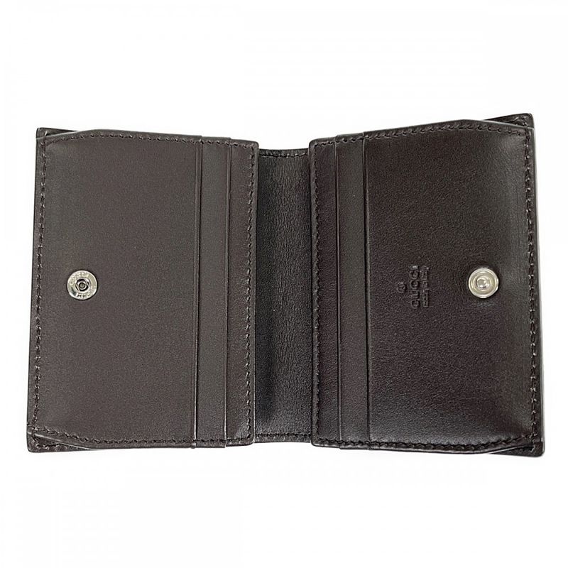 Gucci Shimmer 386862 Card Case Leather Brown Men's Women's Iseya