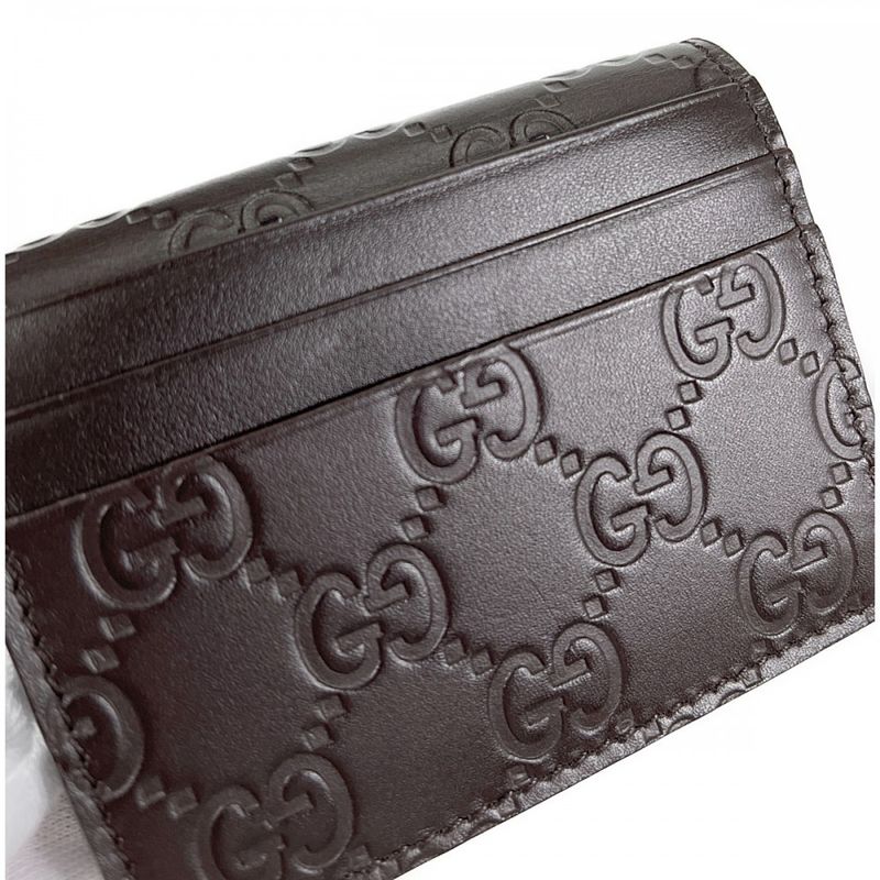 Gucci Shimmer 386862 Card Case Leather Brown Men's Women's Iseya