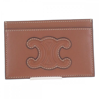 Celine Card Holder 10b703emj.04lu Card Case Lambskin Tan Ladies [S Rank