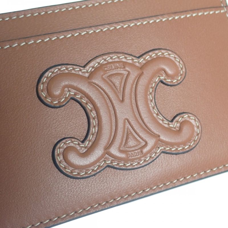 Celine Card Holder 10b703emj.04lu Card Case Lambskin Tan Ladies [S Rank
