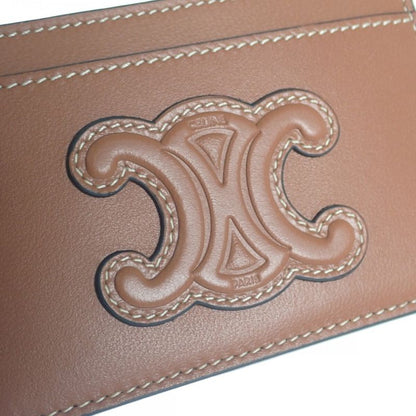 Celine Card Holder 10b703emj.04lu Card Case Lambskin Tan Ladies [S Rank