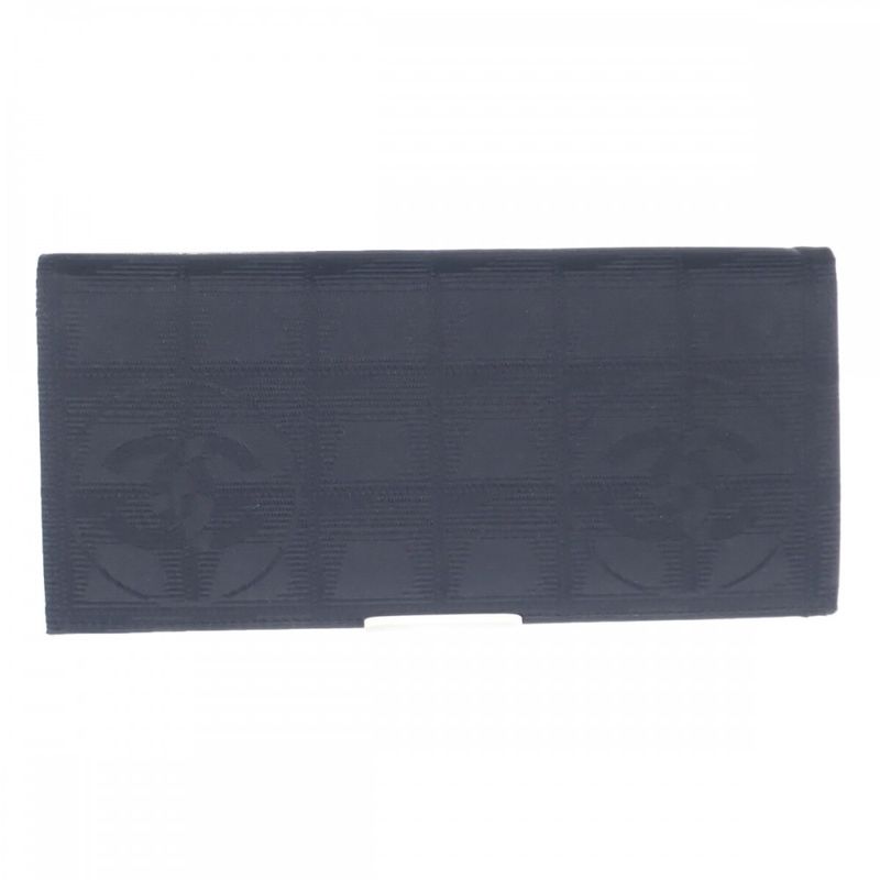 [AB Rank] Chanel New Travel Line A15788 Long Wallet Nylon Leather Black Ladies