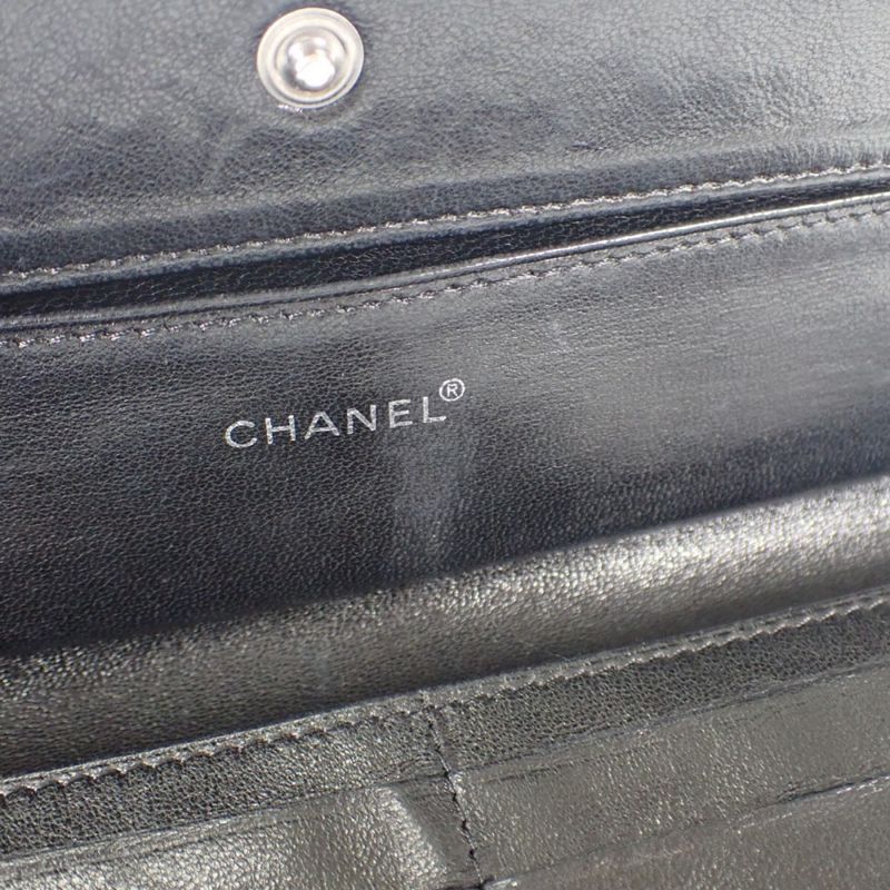[AB Rank] Chanel New Travel Line A15788 Long Wallet Nylon Leather Black Ladies