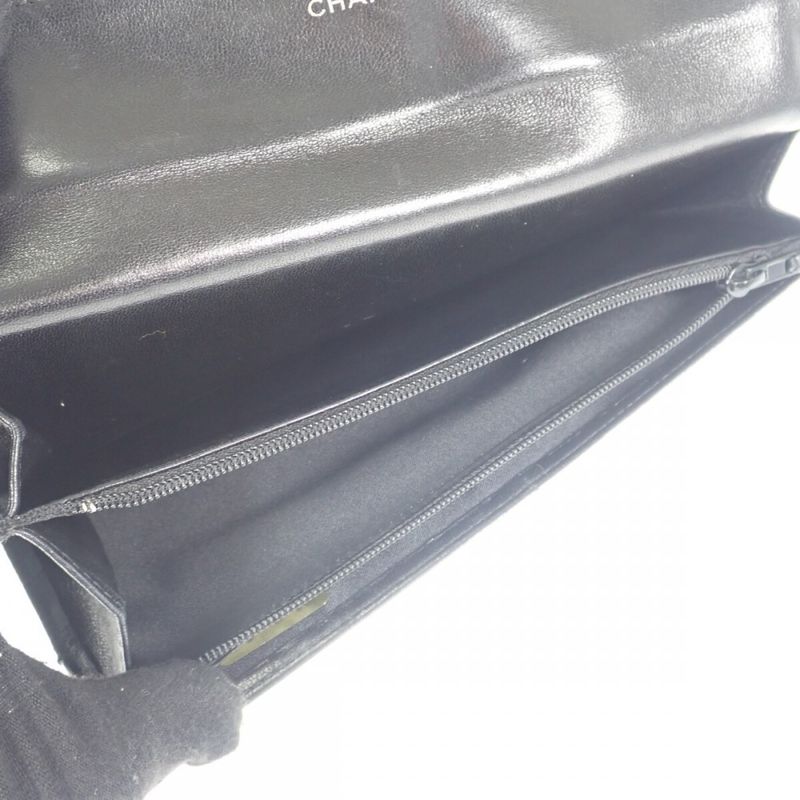 [AB Rank] Chanel New Travel Line A15788 Long Wallet Nylon Leather Black Ladies