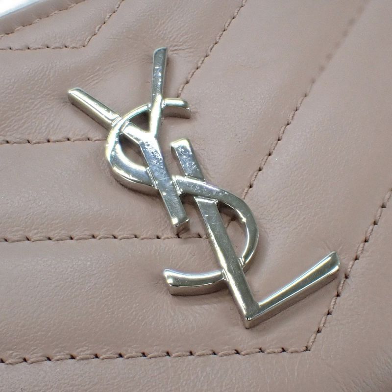 Saint Laurent Monogram Pouch 438386 Coin Case Leather Beige Women's [AB