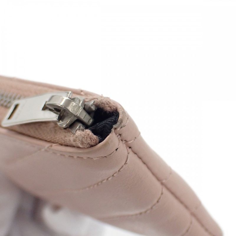 Saint Laurent Monogram Pouch 438386 Coin Case Leather Beige Women's [AB