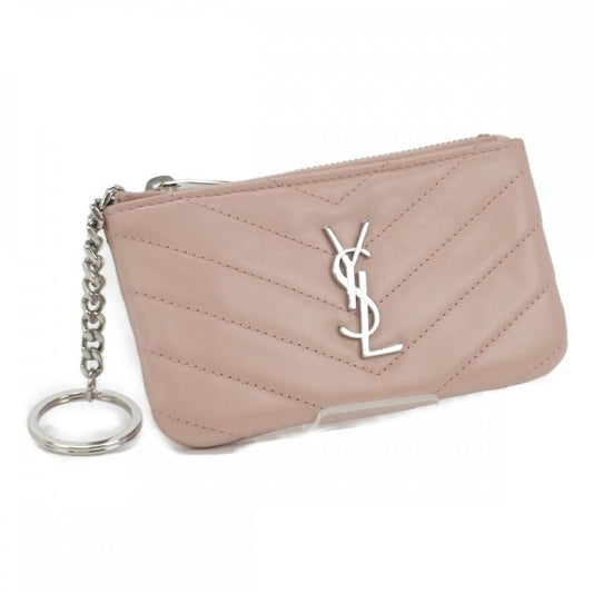 Saint Laurent Monogram Pouch 438386 Coin Case Leather Beige Women's [AB