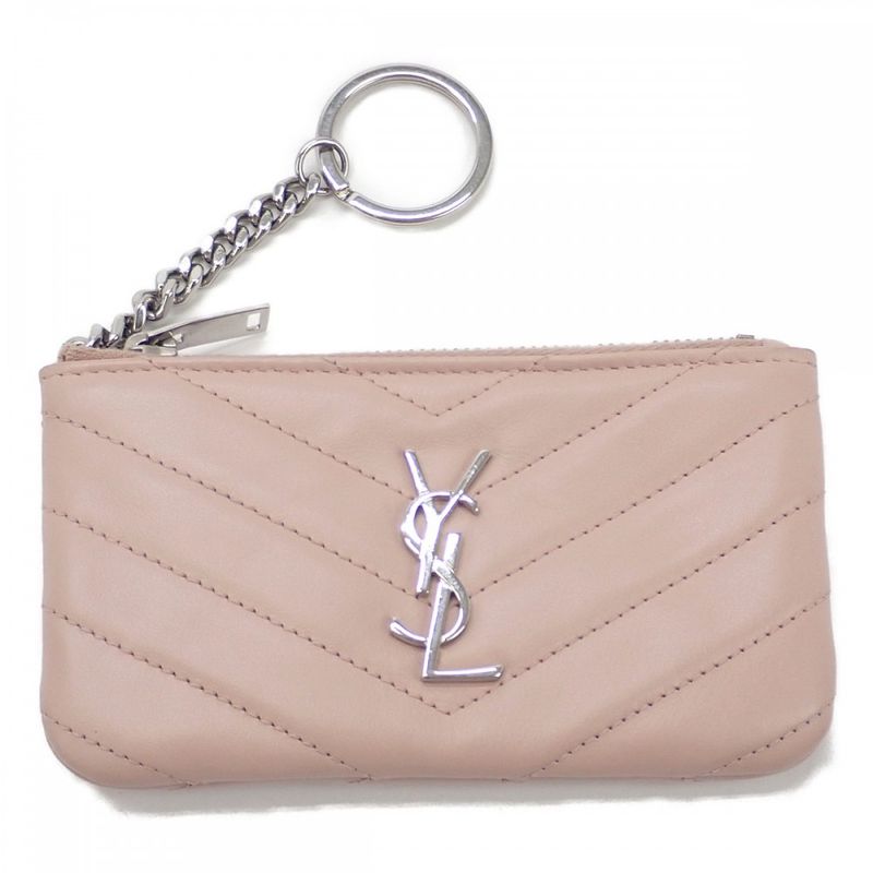 Saint Laurent Monogram Pouch 438386 Coin Case Leather Beige Women's [AB