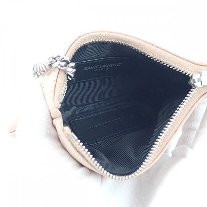 Saint Laurent Monogram Pouch 438386 Coin Case Leather Beige Women's [AB