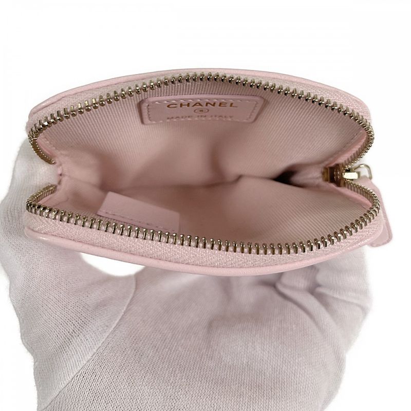 Chanel 19 Zip Coin Purse Ap2086 Coin Case Lambskin Pink Gold Hardware Ladies [A