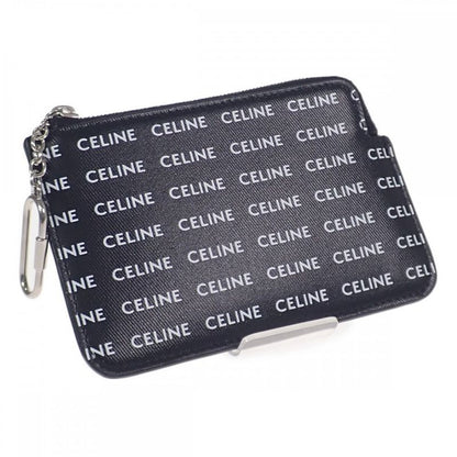Celine Coin And Card Pouch With Hook 10b772dtn.38aw Coin Case PVC Black Silver