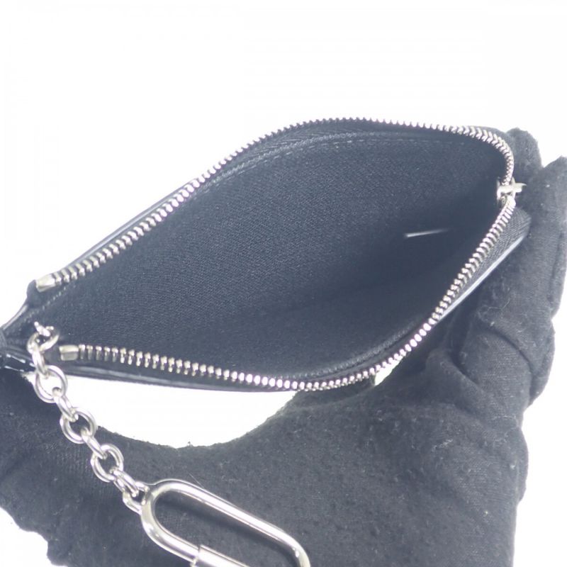 Celine Coin And Card Pouch With Hook 10b772dtn.38aw Coin Case PVC Black Silver