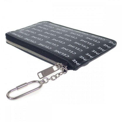 Celine Coin And Card Pouch With Hook 10b772dtn.38aw Coin Case PVC Black Silver
