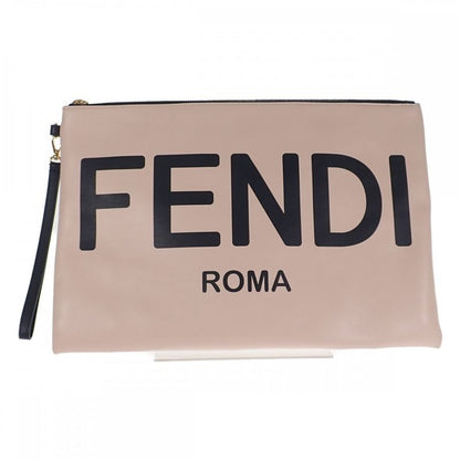 Fendi Flat Pouch Large 8n0178 AEHR Pouch Clutch Bag Calf Pink Men Ladies [AB