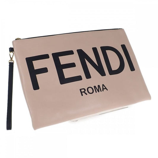 Fendi Flat Pouch Large 8n0178 AEHR Pouch Clutch Bag Calf Pink Men Ladies [AB