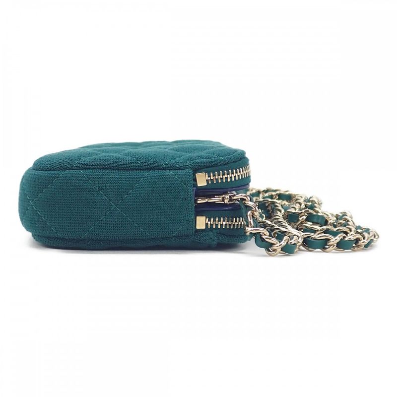 Chanel Chain Wallet Ap0248 Long Wallet Mini Bag Canvas Green Gold Hardware
