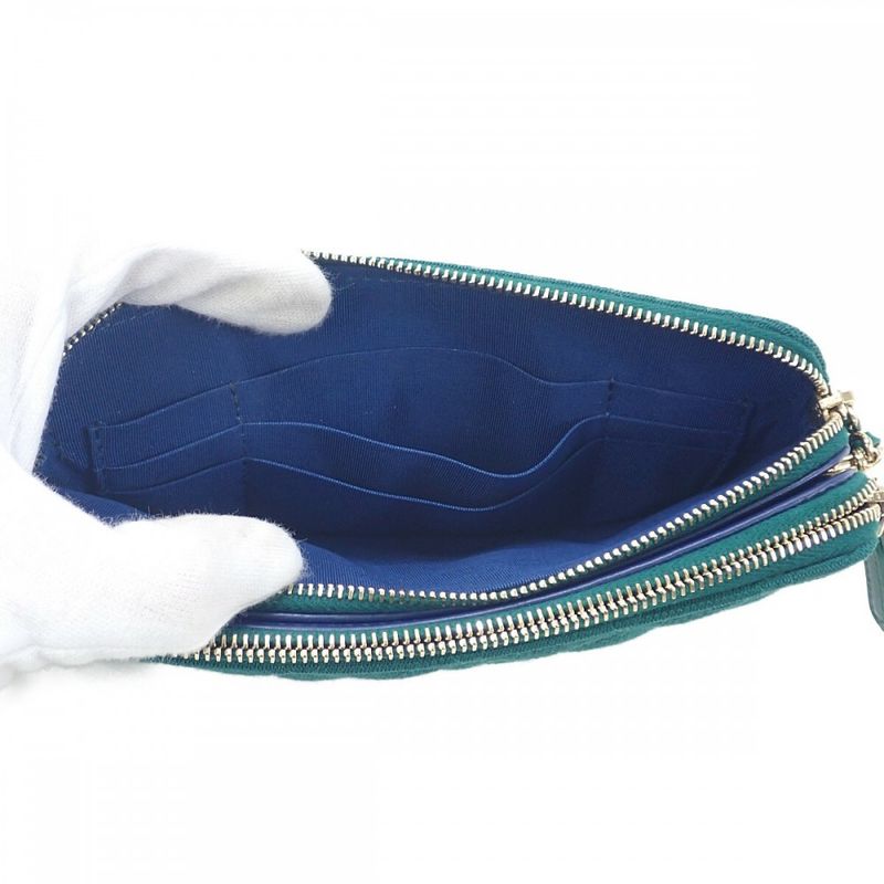 Chanel Chain Wallet Ap0248 Long Wallet Mini Bag Canvas Green Gold Hardware