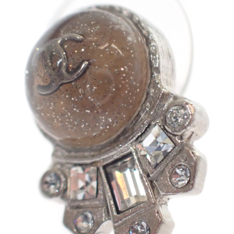 Chanel Coco Mark Earrings Metal Silver Ladies [AB Rank]