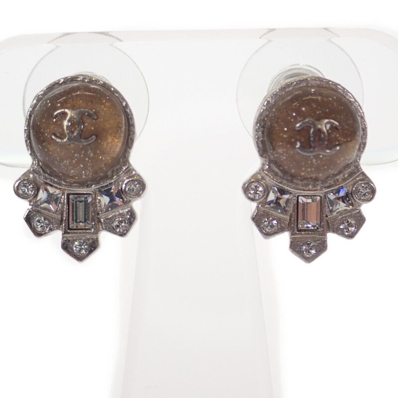 Chanel Coco Mark Earrings Metal Silver Ladies [AB Rank]