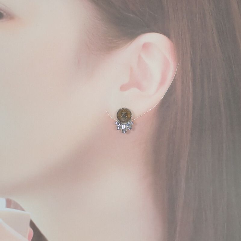 Chanel Coco Mark Earrings Metal Silver Ladies [AB Rank]