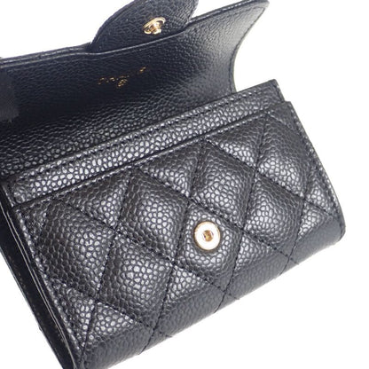 Chanel Classic Flap Ap0214_y01864_c3906 Card Case Caviar Skin Black Gold