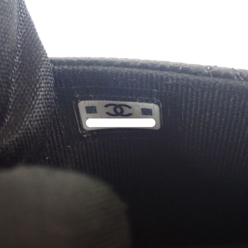 Chanel Classic Flap Ap0214_y01864_c3906 Card Case Caviar Skin Black Gold