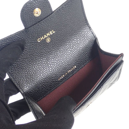 Chanel Classic Flap Ap0214_y01864_c3906 Card Case Caviar Skin Black Gold
