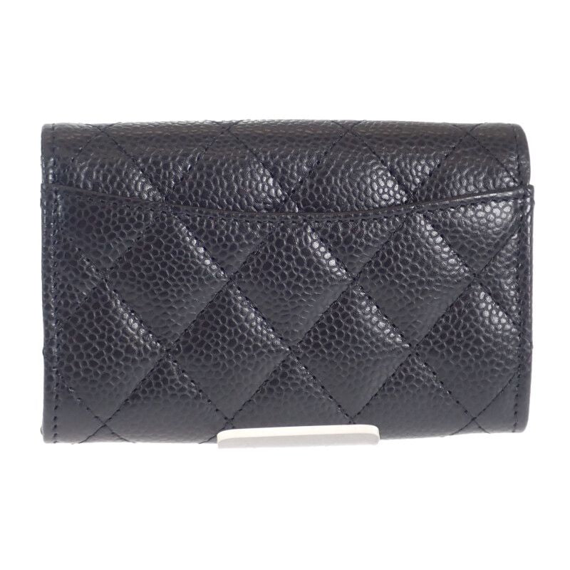 Chanel Classic Flap Ap0214_y01864_c3906 Card Case Caviar Skin Black Gold