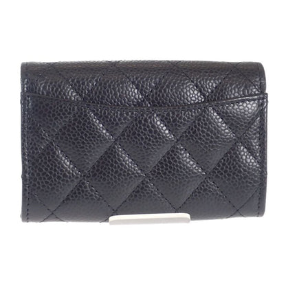 Chanel Classic Flap Ap0214_y01864_c3906 Card Case Caviar Skin Black Gold