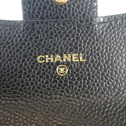 Chanel Classic Flap Ap0214_y01864_c3906 Card Case Caviar Skin Black Gold