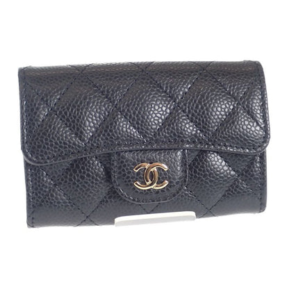 Chanel Classic Flap Ap0214_y01864_c3906 Card Case Caviar Skin Black Gold