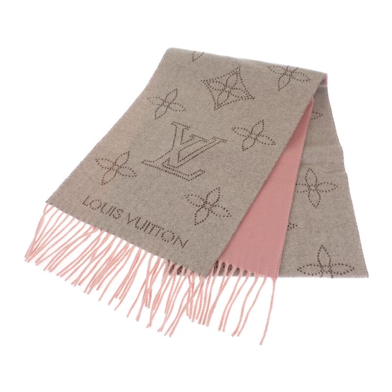Louis Vuitton Flight Mode Mahina M79402 Scarf Cashmere Wool Silk Grey Rose