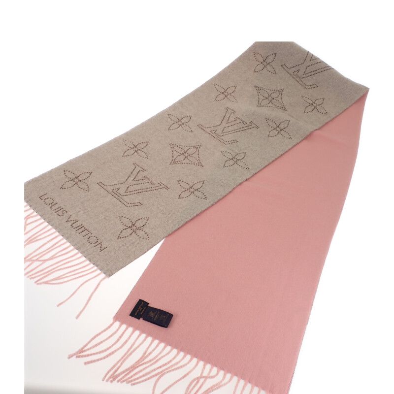 Louis Vuitton Flight Mode Mahina M79402 Scarf Cashmere Wool Silk Grey Rose