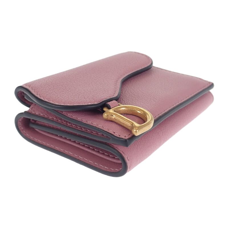 Christian DIOR Saddle Compact Wallet S5653cceh Trifold Wallet Goatskin Lavender